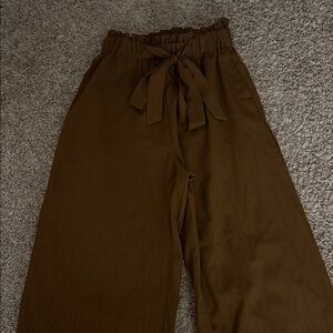 SHEIN Chocolate Wide Leg Tie Pants